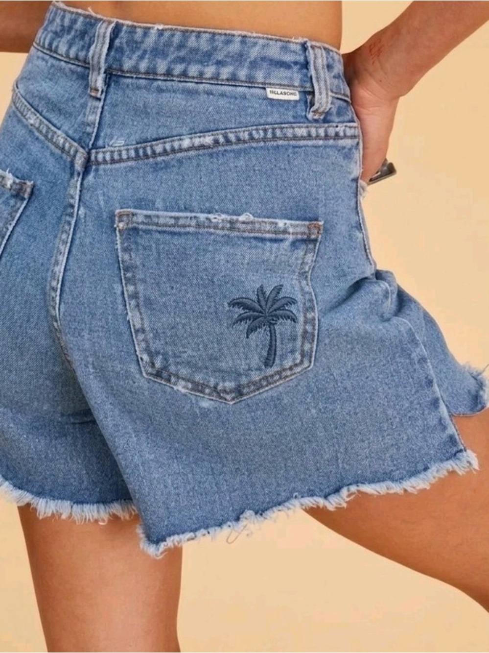 Billabong X The Salty Blonde Cut off Palm Tree Denim Shorts Jorts Size 28